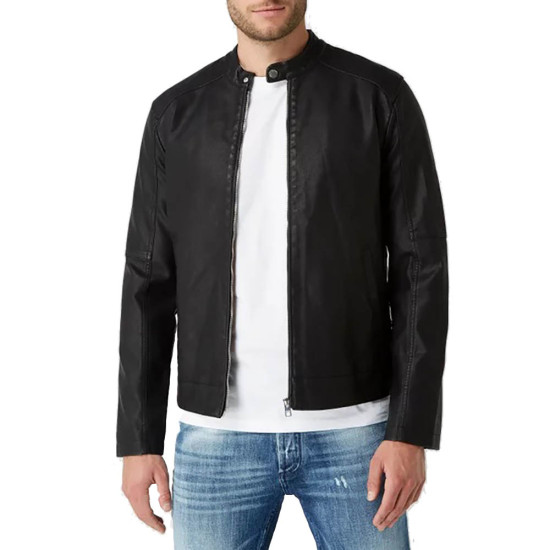 Solid Ανδρικό δερμάτινο jacket